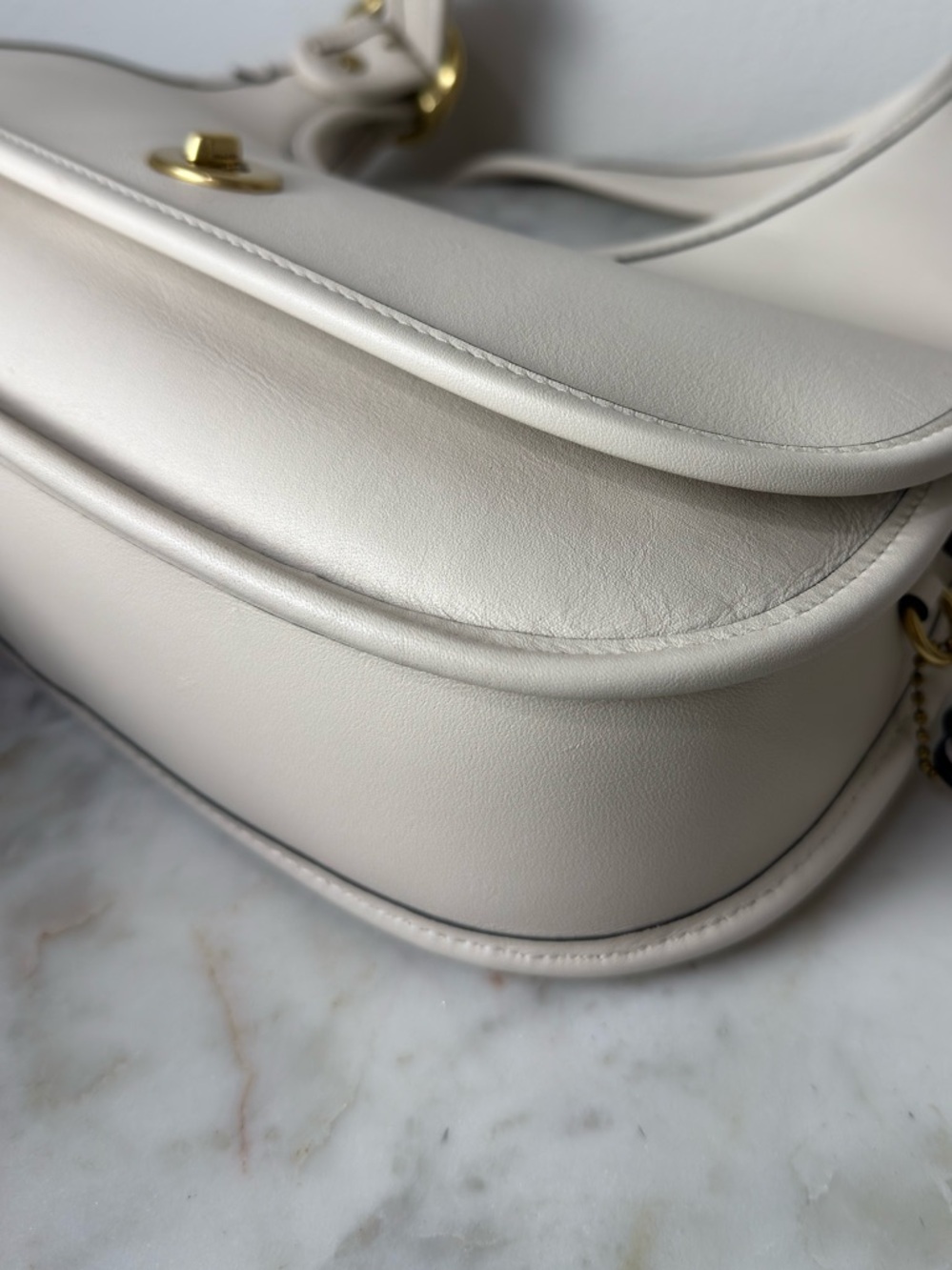 Coach Originals Cashin Carry Crescent Bag Leather Chalk Brass CY923 NWOT - Picture 12 of 14